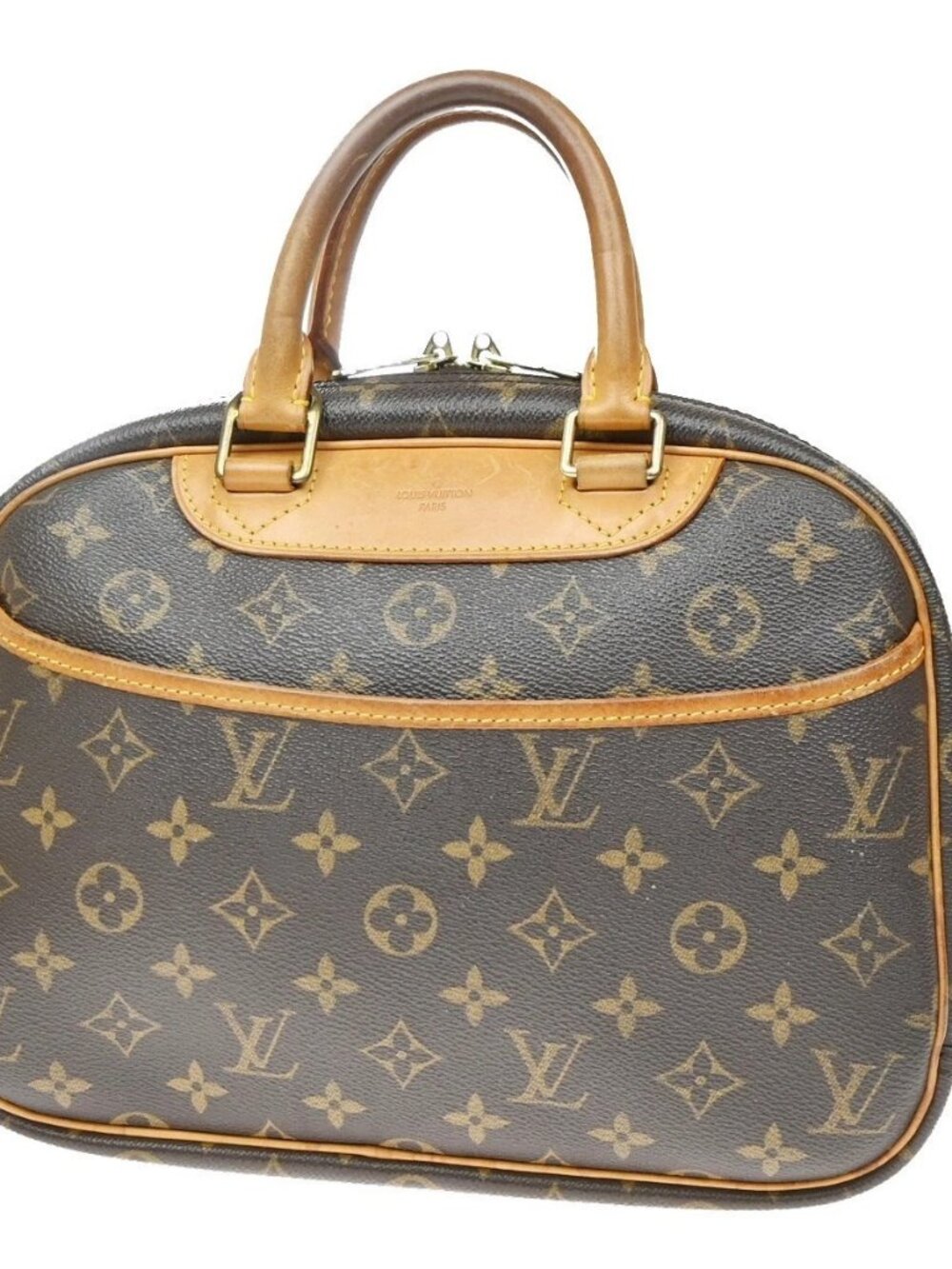 LOUIS VUITTON LV Logo Trouville Hand Bag Monogram Leather Brown M42228 85KD611